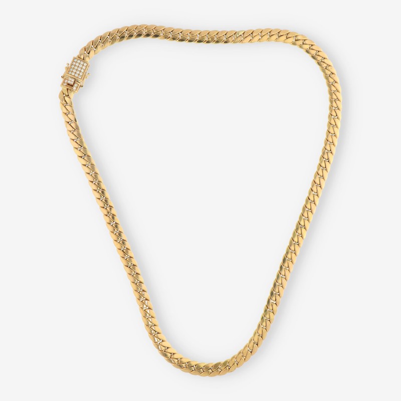 Cadena barbada de oro amarillo 18kt con circonita Cadena barbada de oro amarillo 18kt con circonita