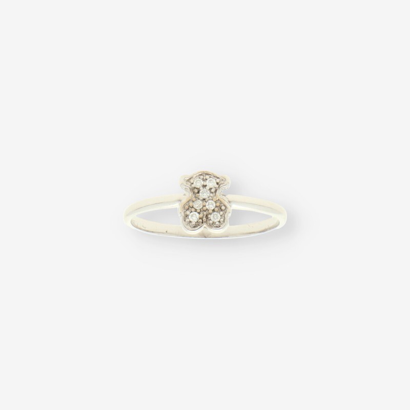Anillo oso de oro blanco 18kt con brillantes TOUS