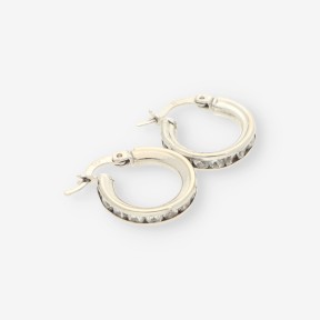 Pendientes de aro en oro blanco 18kt con circonitas