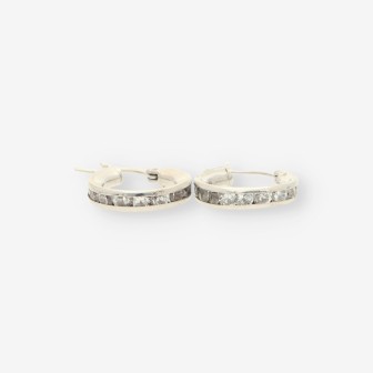 Pendientes oro bl. y circonitas
