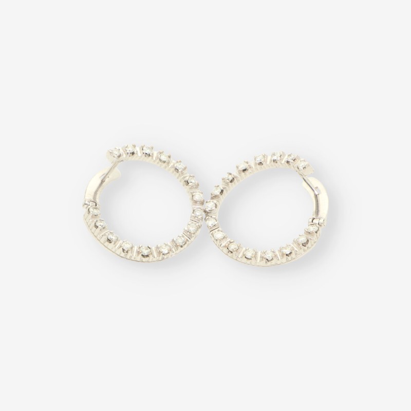 Pendientes de aro en oro blanco 18kt con brillantes Pendientes de aro en oro blanco 18kt con brillantes