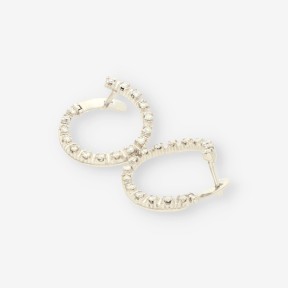 Pendientes de aro en oro blanco 18kt con brillantes