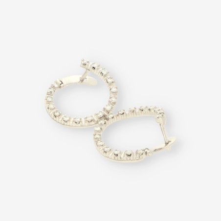 Pendientes de aro en oro blanco 18kt con brillantes