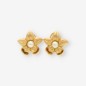 Pendientes flor de oro 18kt con perla y cierre omega