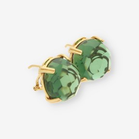 Pendientes de oro 18kt con piedra verde y cierre omega