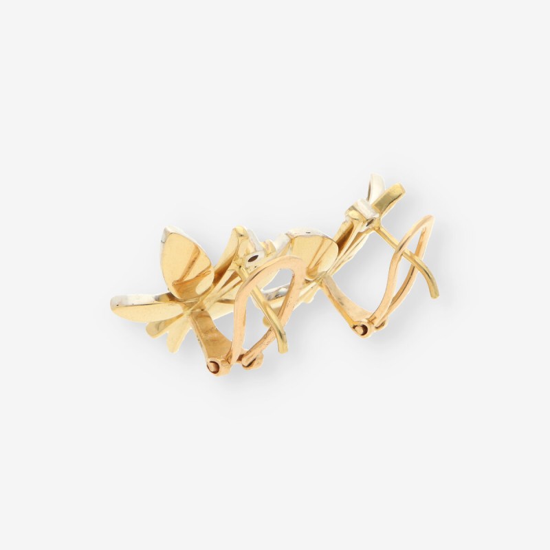 Pendientes mariposas oro y brillantes