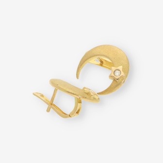 Pendientes oro luna y brillantes