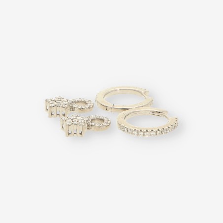 Pendientes de aro en oro blanco 18kt con estrella y brillantes