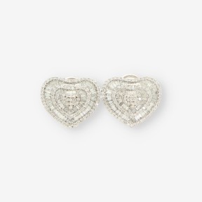 Pendientes corazÃ³n oro bl. y brillantes