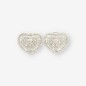 Pendientes corazón de oro blanco 18kt con brillantes, cierre omega Pendientes corazón de oro blanco 18kt con brillantes, cierre omega