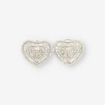 Pendientes corazÃ³n oro bl. y brillantes