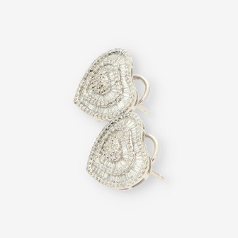 Pendientes corazÃ³n oro bl. y brillantes
