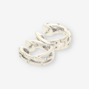 Pendientes de aro en oro blanco 18kt con brillantes