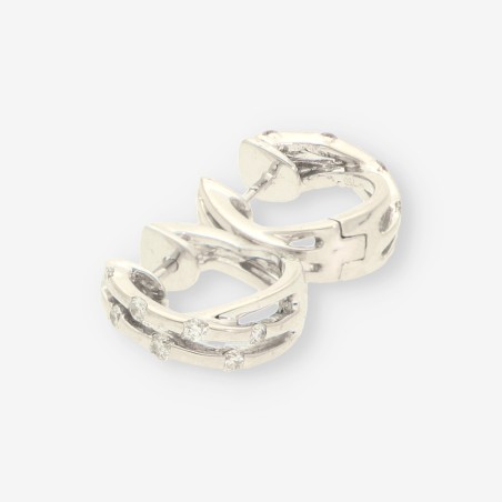 Pendientes de aro en oro blanco 18kt con brillantes