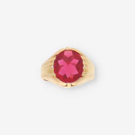 Anillo oro y piedra roja