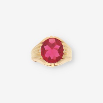 Anillo oro y piedra roja
