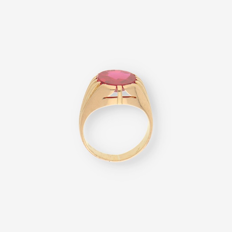 Anillo oro y piedra roja