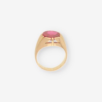 Anillo oro y piedra roja