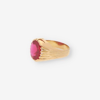 Anillo oro y piedra roja