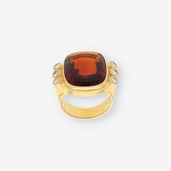 Anillo oro p. marron y brillantes