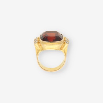 Anillo oro p. marron y brillantes