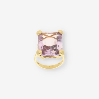 Anillo oro piedra lila