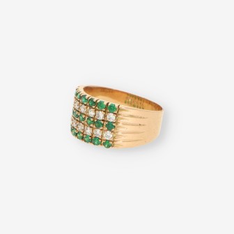 Anillo p. verde oro y circonitas