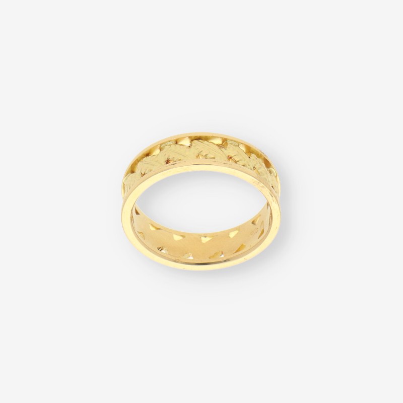 Anillo dibujo hojas oro