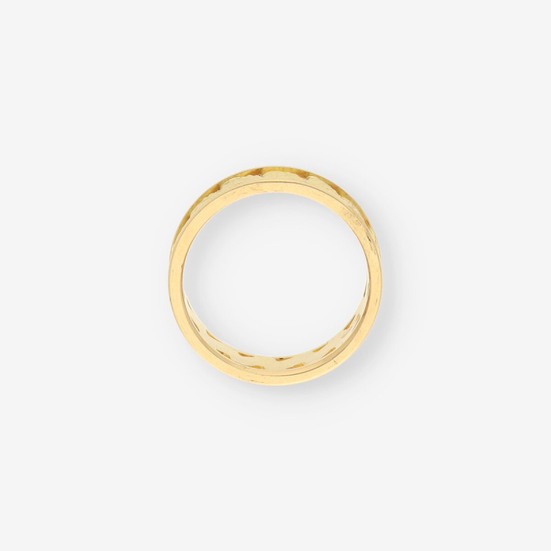 Anillo dibujo hojas oro