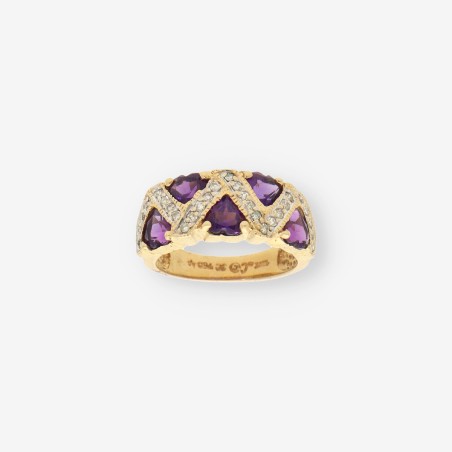 Anillo oro piedra lila y bri