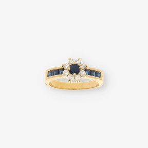 Anillo zafiro oro y brillantes