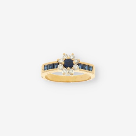 Anillo zafiro oro y brillantes