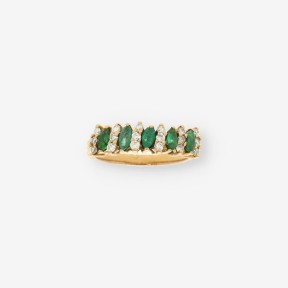 Anillo oro, brillantes y esmeralda