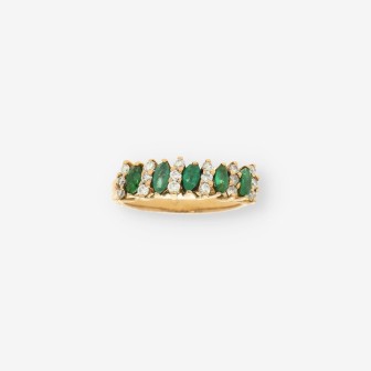 Anillo oro, brillantes y esmeralda