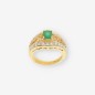 Anillo de Oro Blanco con Esmeralda y Brillantes Anillo de Oro Blanco con Esmeralda y Brillantes