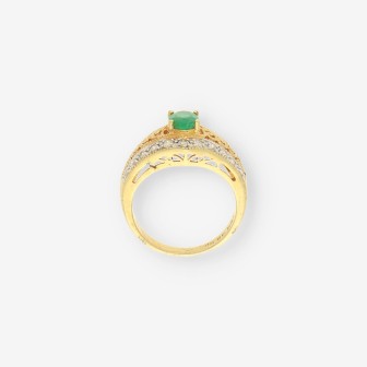 Anillo oro blanco Esmeralda y brillantes