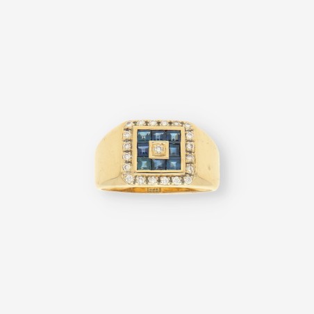 Anillo zafiros oro y brillantes