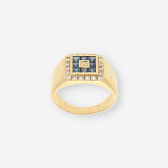 Anillo zafiros oro y brillantes