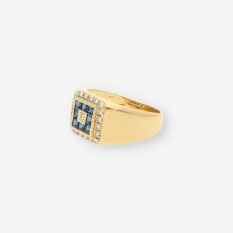 Anillo zafiros oro y brillantes