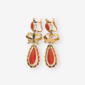 Pendientes oro y coral