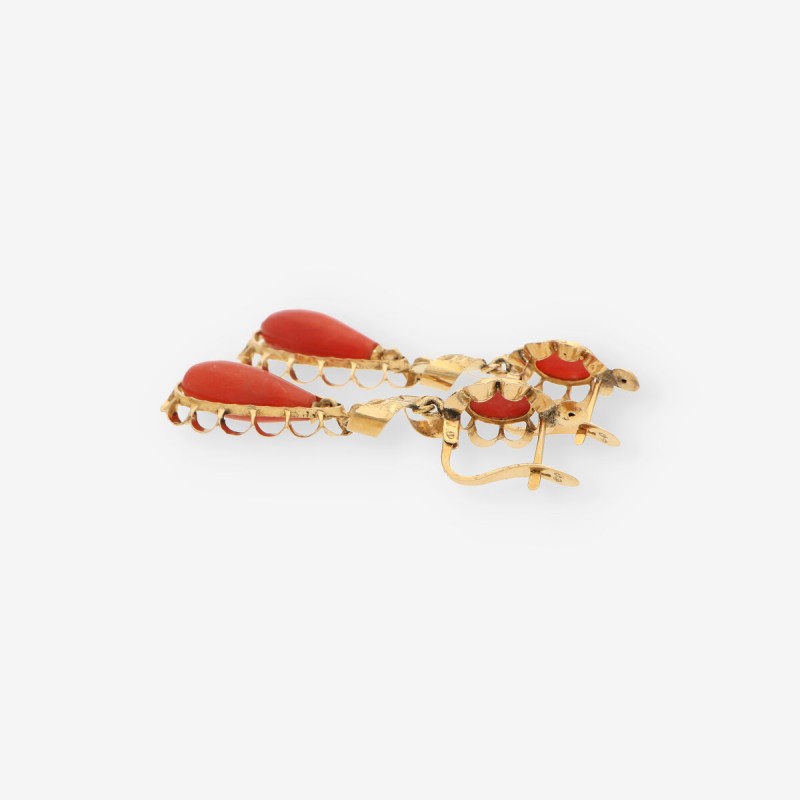 Pendientes oro y coral