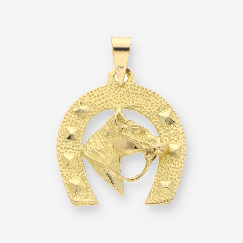 Colgante de herradura y caballo en oro amarillo 18kt Colgante de herradura y caballo en oro amarillo 18kt