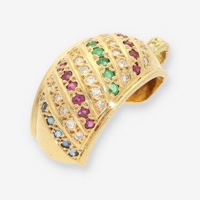 Colgante de Oro 18kt con Rubíes, Esmeraldas y Brillantes