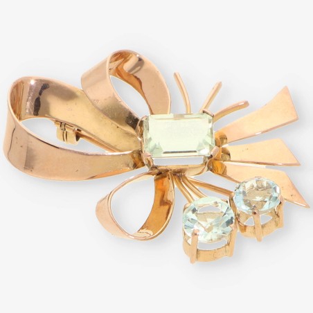 Broche de Aguamarina y Oro 18kt
