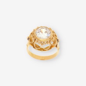 Anillo en oro amarillo 18kt con circonita central