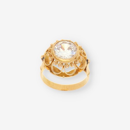 Anillo en oro amarillo 18kt con circonita central