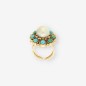 Anillo en oro amarillo 18kt con perla central y turquesas Anillo en oro amarillo 18kt con perla central y turquesas