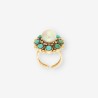 Anillo turquesa, perla y oro