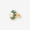 Anillo turquesa, perla y oro