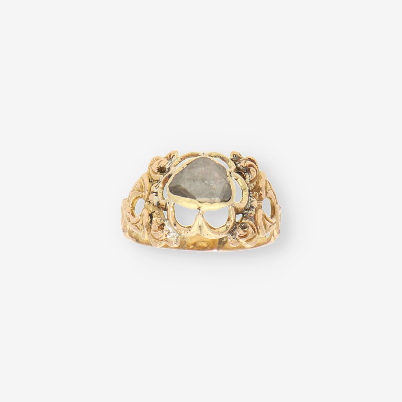 Anillo vintage en oro amarillo 18kt con diamante central